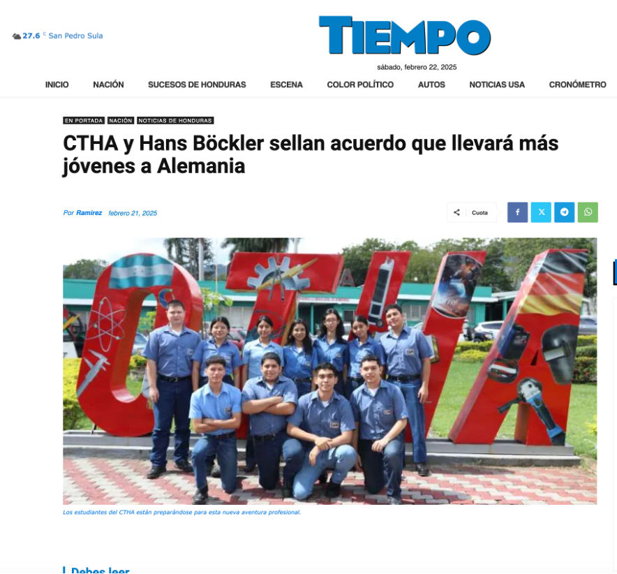 CTHA fortaleció oportunidades internacionales con convenio de cooperación educativa en Alemania 